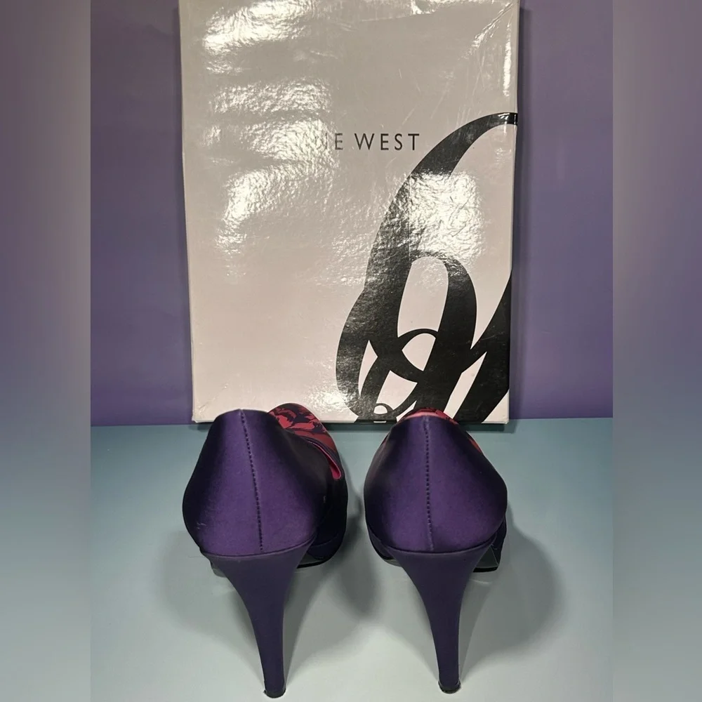 NINE WEST Rocha Floral Purple/Pink 3.75" High Heels Platform Pumps - Picture 3 of 8